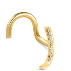 14K Gold Genuine Diamond Nose Hugger Stud 20G
