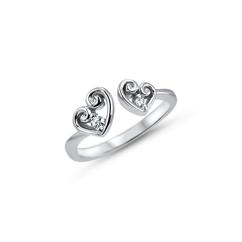 HEARTS DESIGN TOE RING 925 STERLING SILVER 