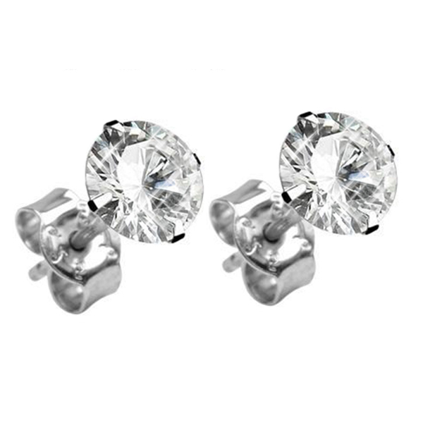 925 Sterling Silver Earrings Round CZ