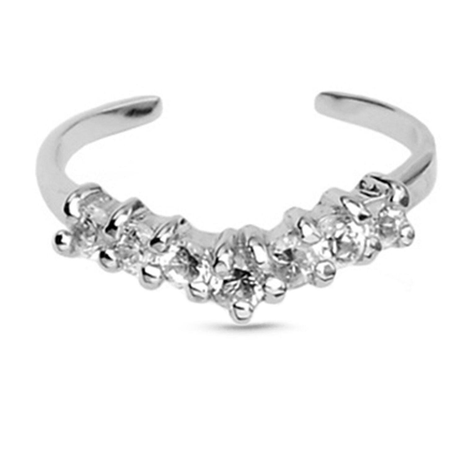 925 Sterling Silver Clear CZ Toe Ring - Diamond Nose Rings