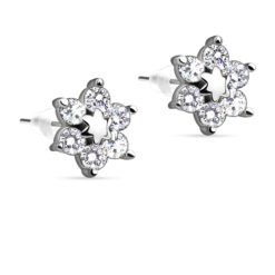925 Sterling Silver Flower CZ Earrings