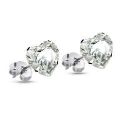 925 Sterling Silver Earrings Heart CZ