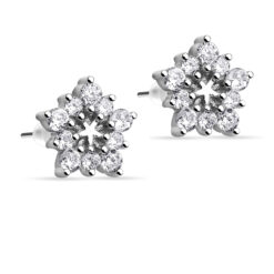 925 Sterling Silver Snowflake Flower CZ Earrings