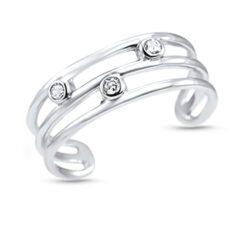 925 Sterling Silver Triple CZ Toe Ring