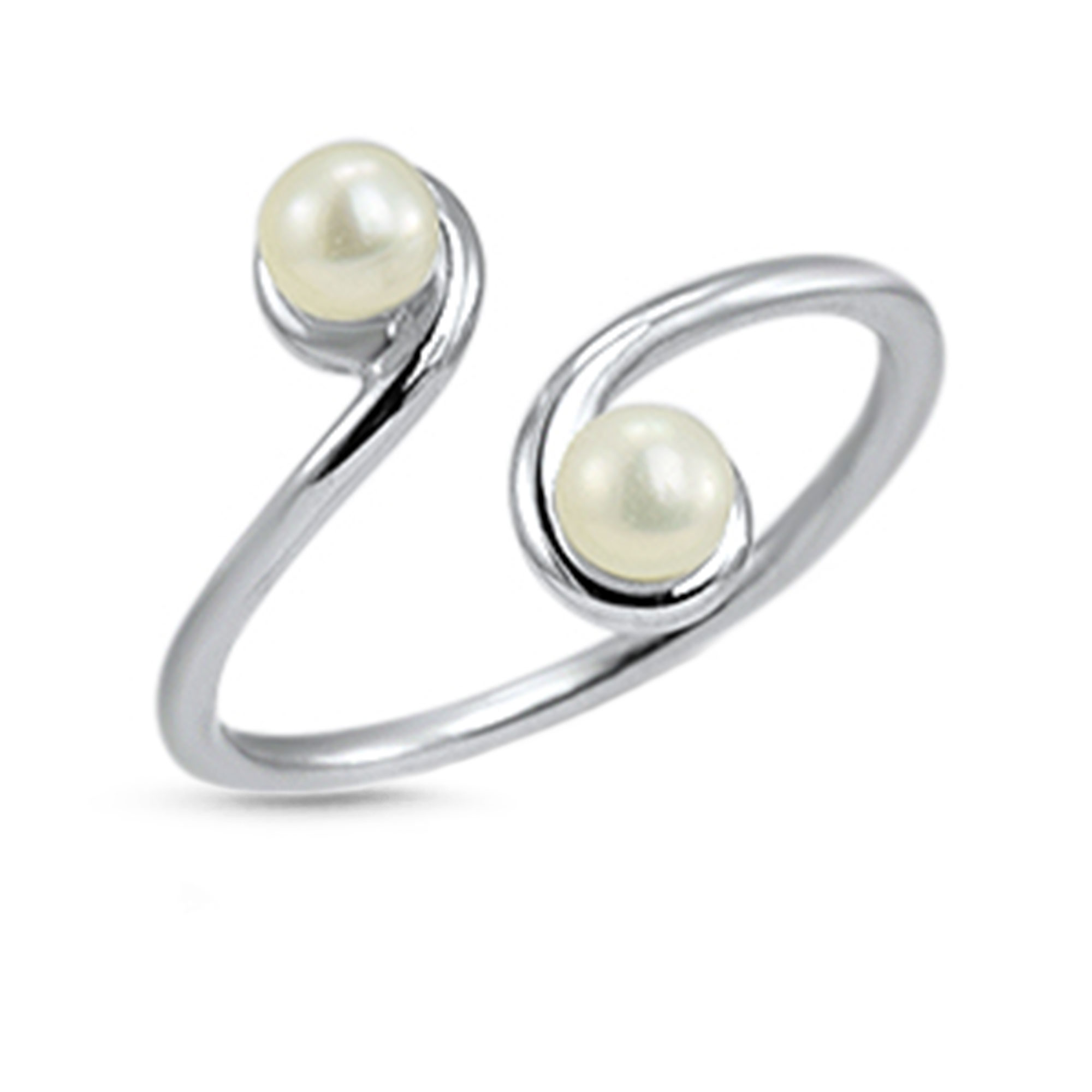 925 Sterling Silver Double Pearl Toe Ring