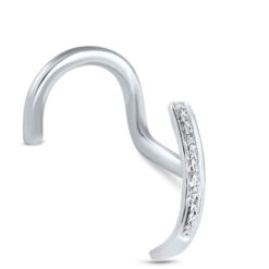 14K White Gold Genuine Diamond Nose Hugger Stud 20G