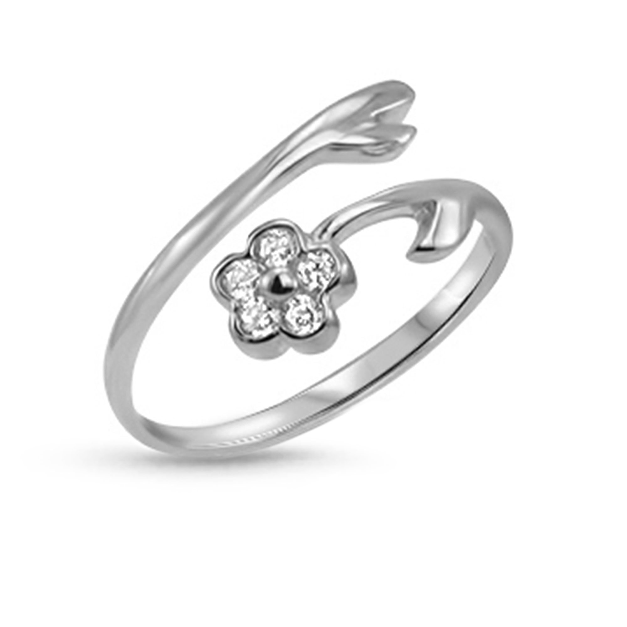 10K White Gold Flower Toe Ring