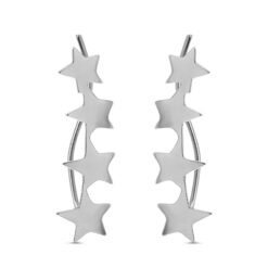 Star Style Ear Crawler, Ear Vine, Ear Sweep Earrings 925 Sterling Silver