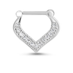 925 Sterling Silver, Gold Plated, Septum Clicker Tear Drop CZ