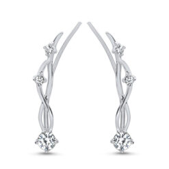 925 Sterling Silver or 18K Gold Plated Ear Crawler, Ear Vine, Ear Sweep Earrings