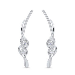 925 Sterling Silver or 18K Gold Plated Ear Crawler, Ear Vine, Ear Sweep Earrings