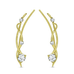 18K Yellow Gold Plated Ear Crawler, Ear Vine, Ear Sweep Earrings