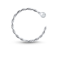 Open Twisted Hoop Nose Ring 14K White, Yellow, Rose Gold