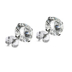 Round CZ Earring Studs 925 Sterling Silver