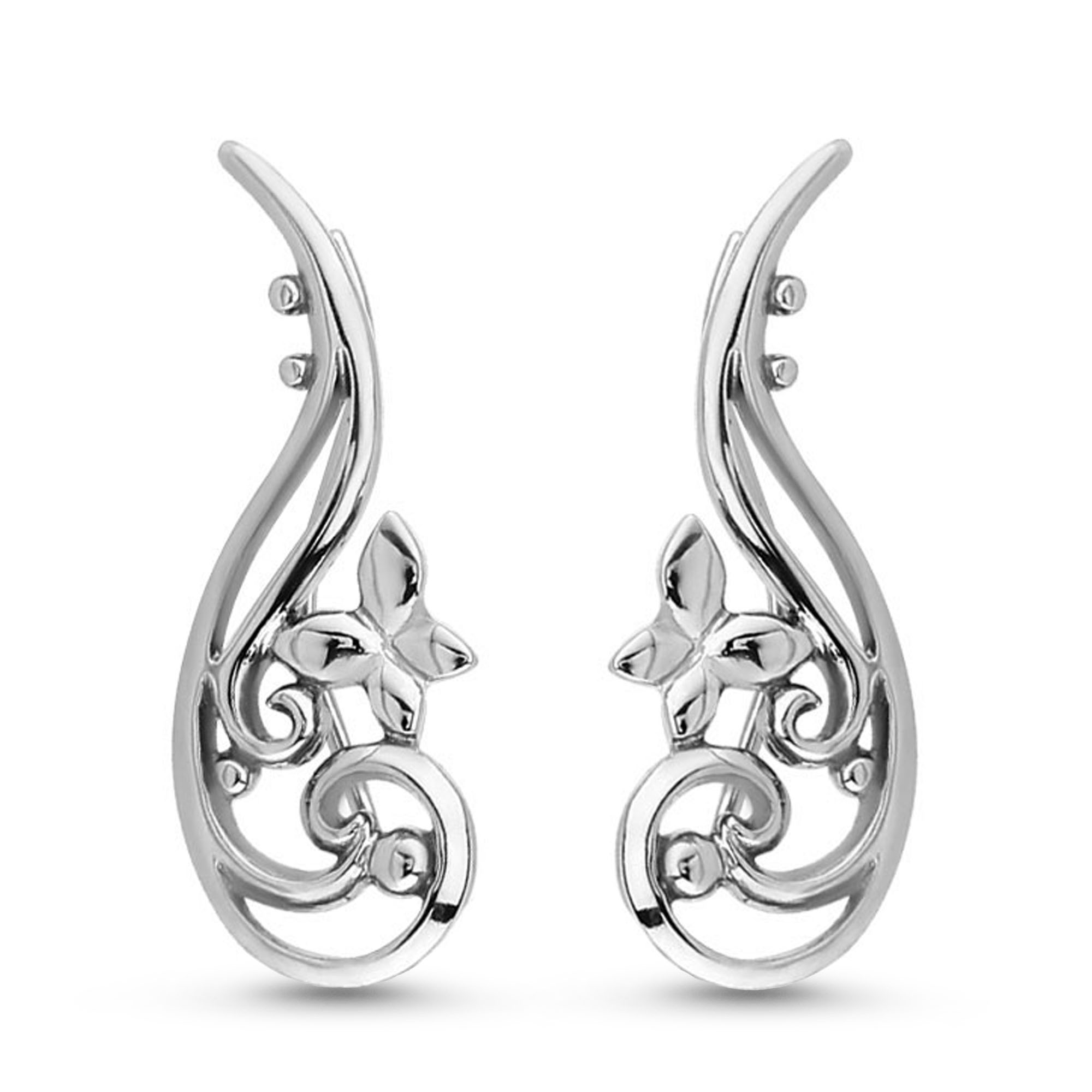 Butterfly Style Ear Crawler, Ear Vine, Ear Sweep Earrings 316L Surgical Steel