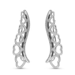 Heart Style Ear Crawler, Ear Vine, Ear Sweep Earrings 316L Surgical Steel