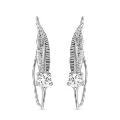 Feather Style Ear Crawler, Ear Vine, Ear Sweep Earrings 316L Surgical Steel