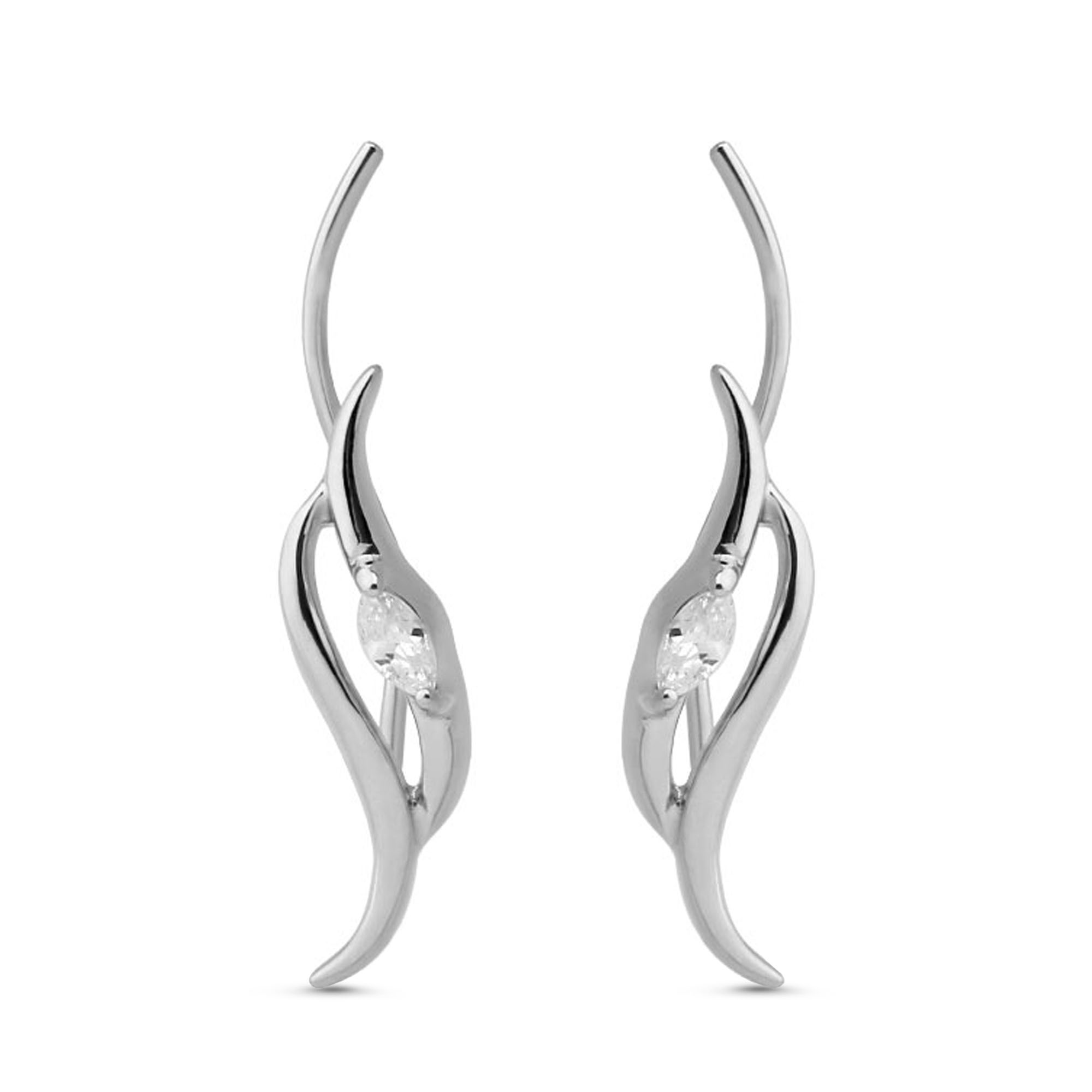 Wave Style Ear Crawler, Ear Vine, Ear Sweep Earrings 316L Surgical Steel