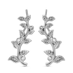 Leaf Style Ear Crawler, Ear Vine, Ear Sweep Earrings 316L Surgical Steel 20G